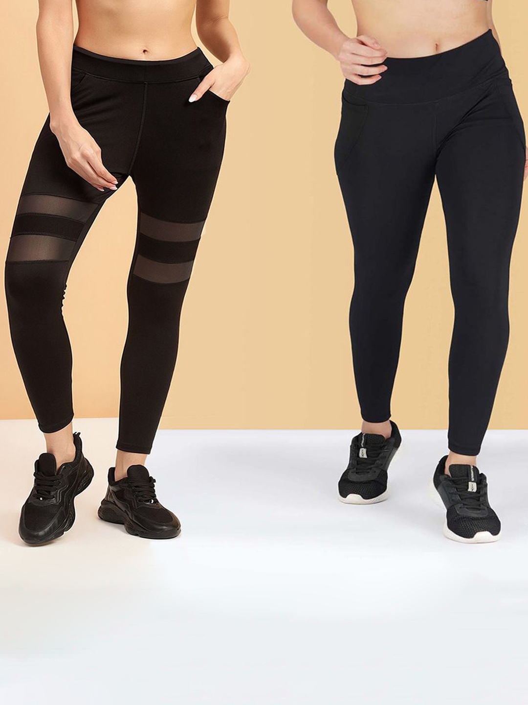 

KRONMENINEN Pack Of 2 High Rise 4Way Strechable Tights, Black
