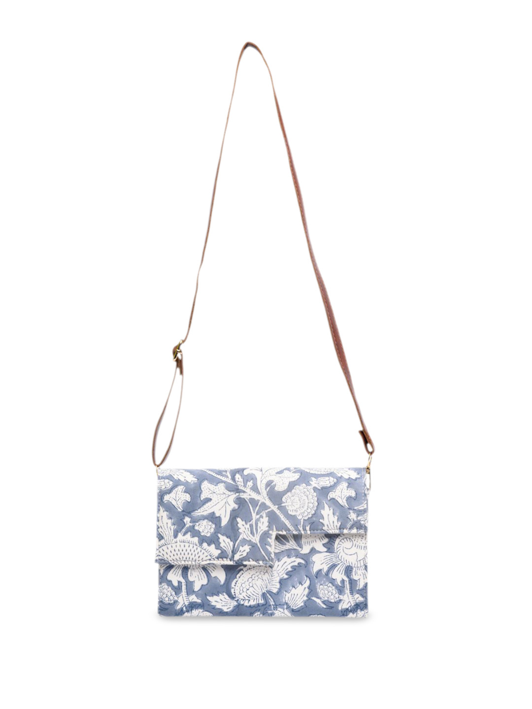 

Block N Style Women Floral Printed Crossbody Cotton Sling Bag, Blue