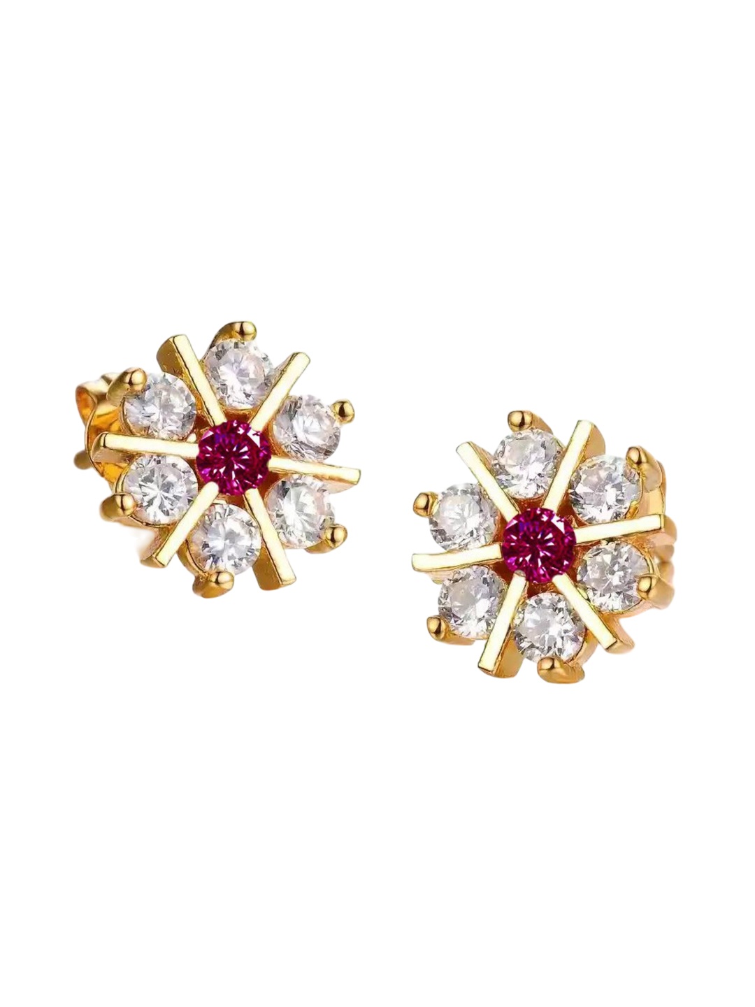 

PINAAKA DARINI Gold Plated AD Studded Circular Drop Earrings