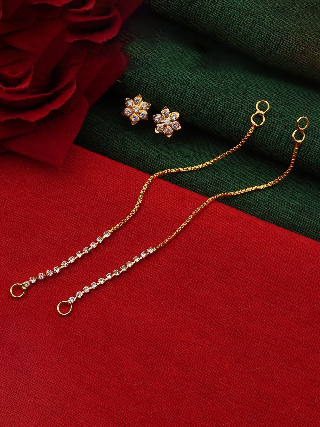 

PINAAKA DARINI Gold-Plated Stone Studded Circular Drop Earrings