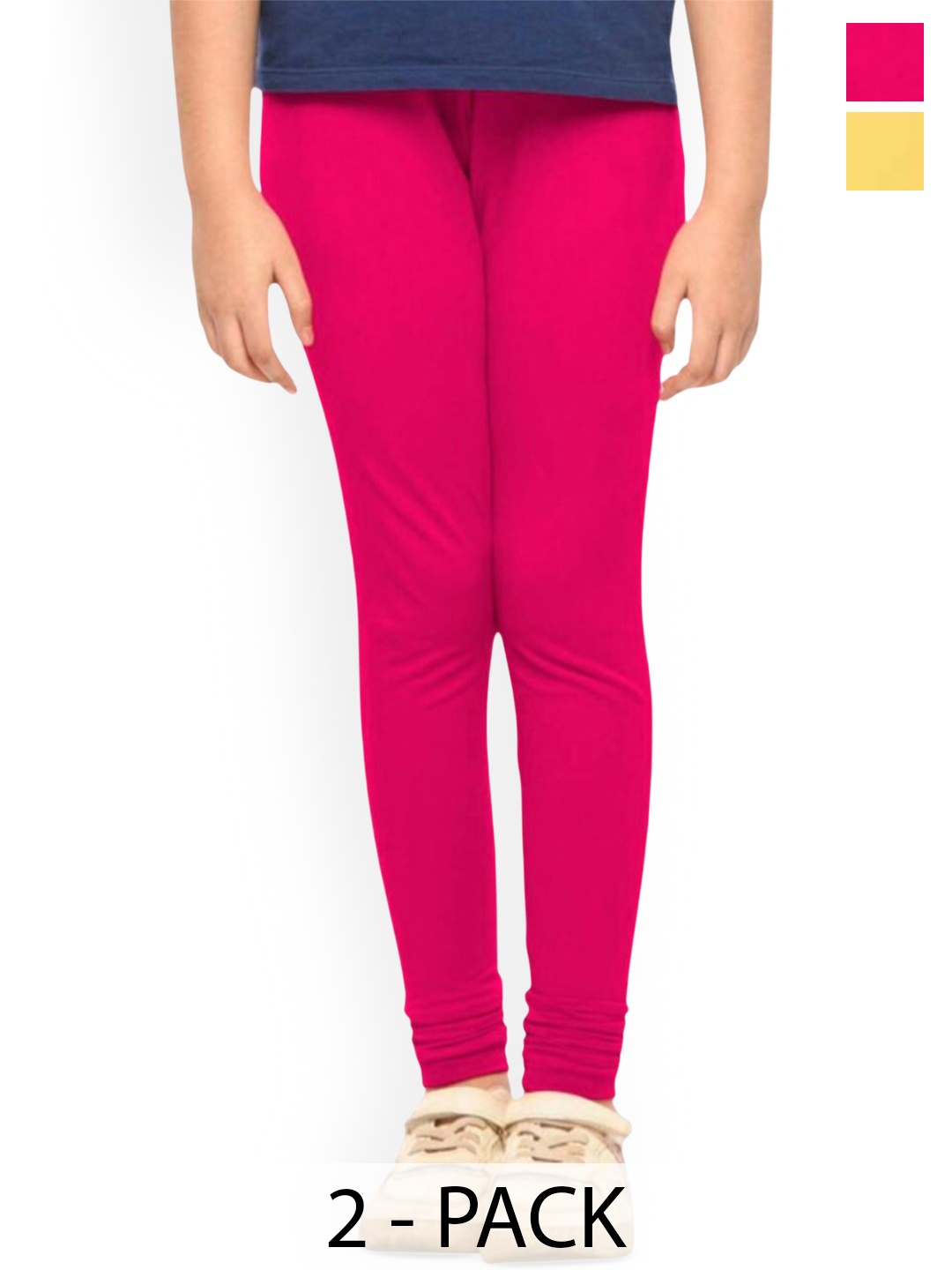 

Tik Tok WEARS Pack Of 2 Mid-Rise Churidar Length Leggings, Pink