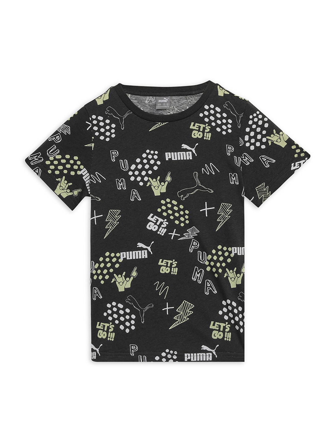 

Puma Kids Brand Logo Printed Pure Cotton T-shirt, Black