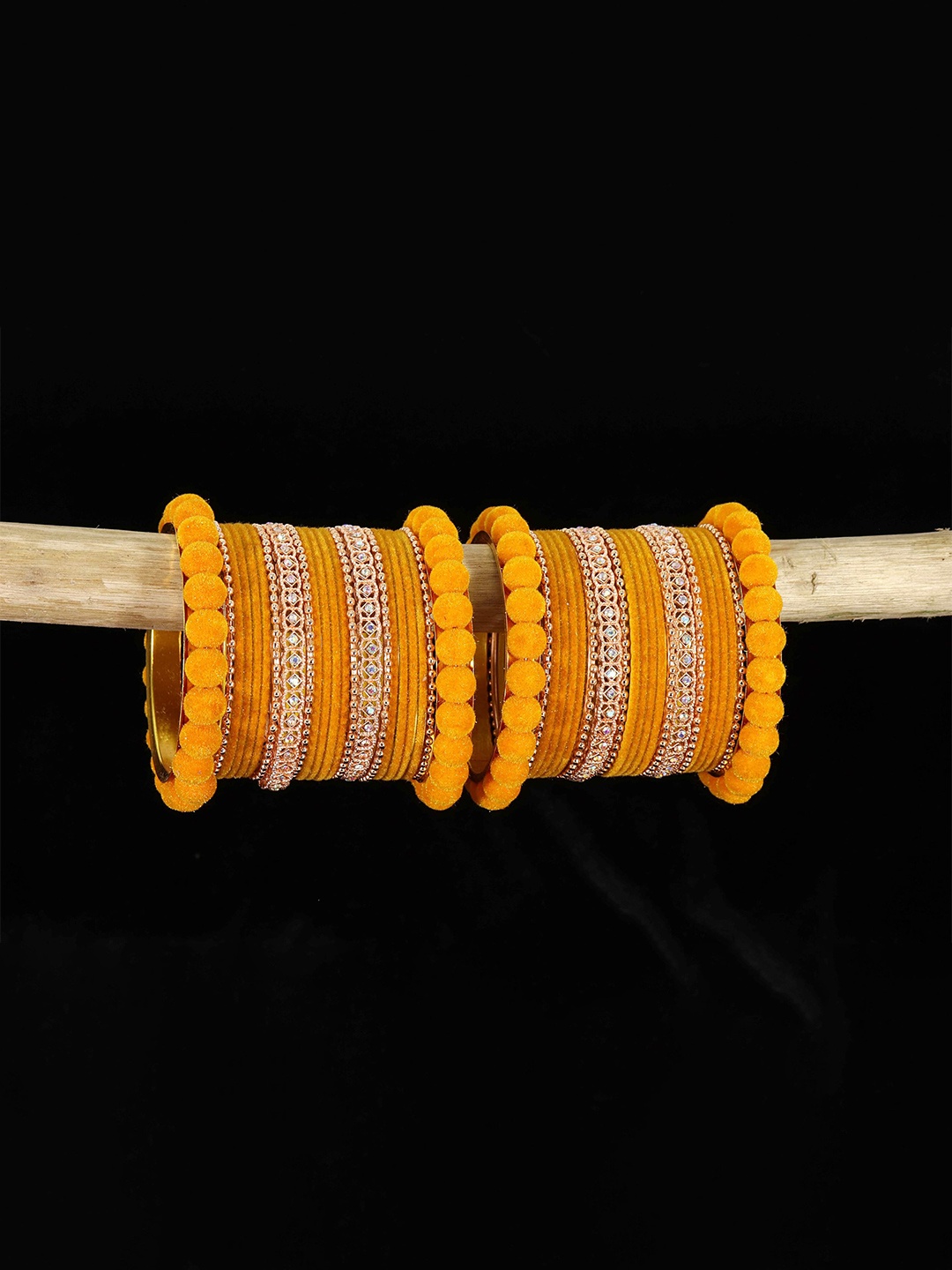 

ZULKA Set of 44 Artificial Stones and Beads Studded Bangles, Orange
