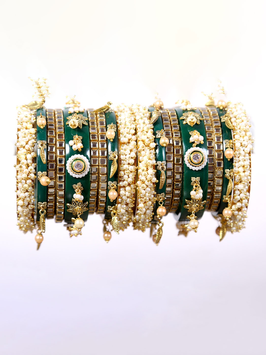 

Align Pack Of 2 Gold-Plated Artificial Beads Beaded Chuda Bangles