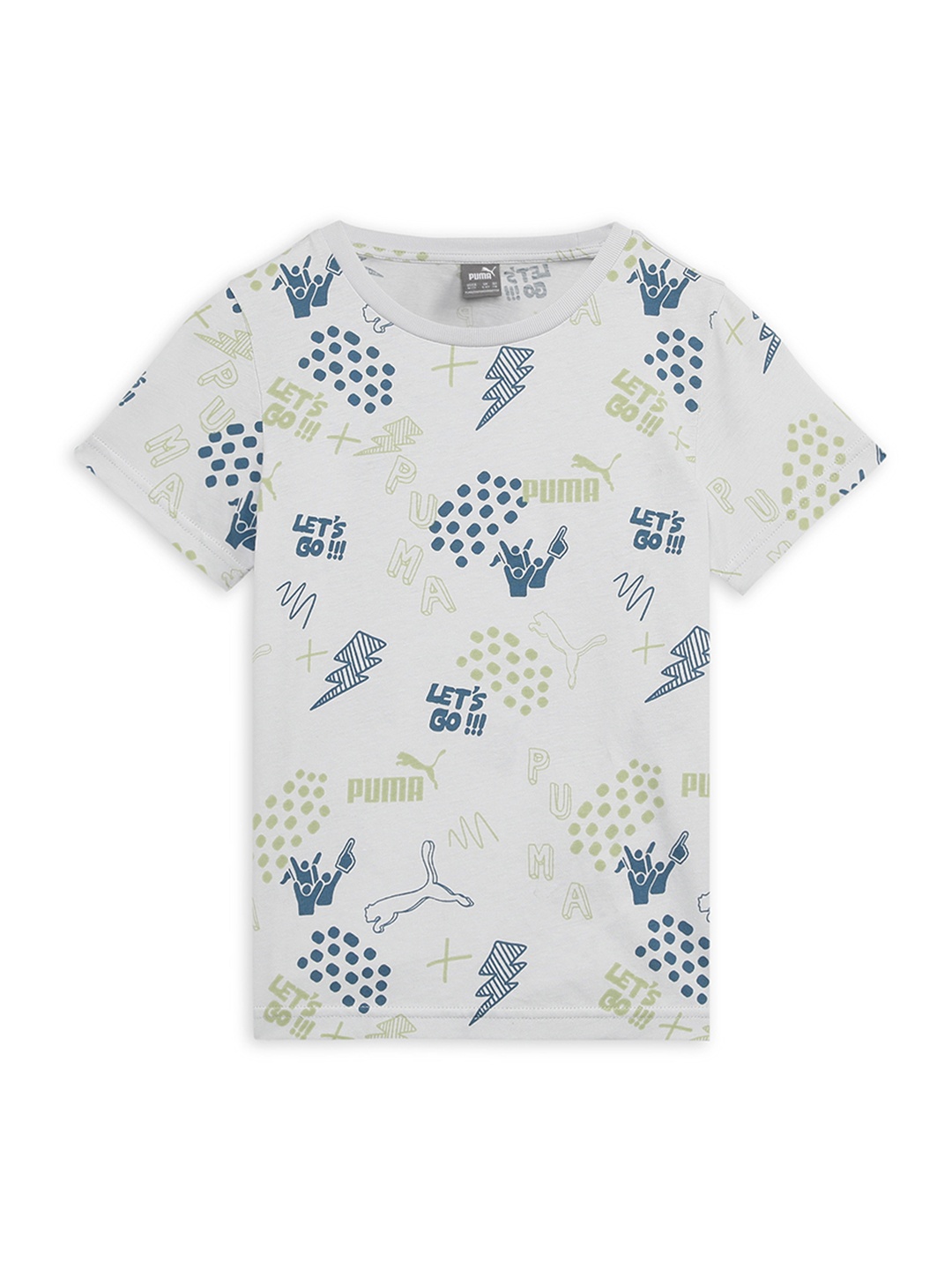 

Puma Kids Brand Logo Printed Pure Cotton T-shirt, Off white
