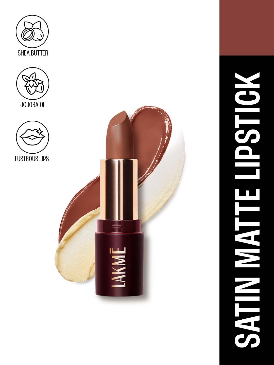 

Lakme Ultimat Glam Satin Matte Lipstick - 4.3g - Nude Toffee UN2, Brown