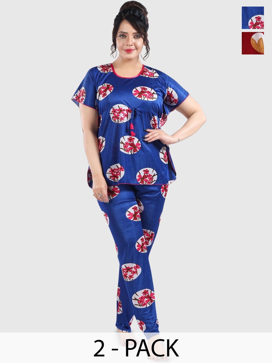 

Fabme Women Printed Night suit, Blue