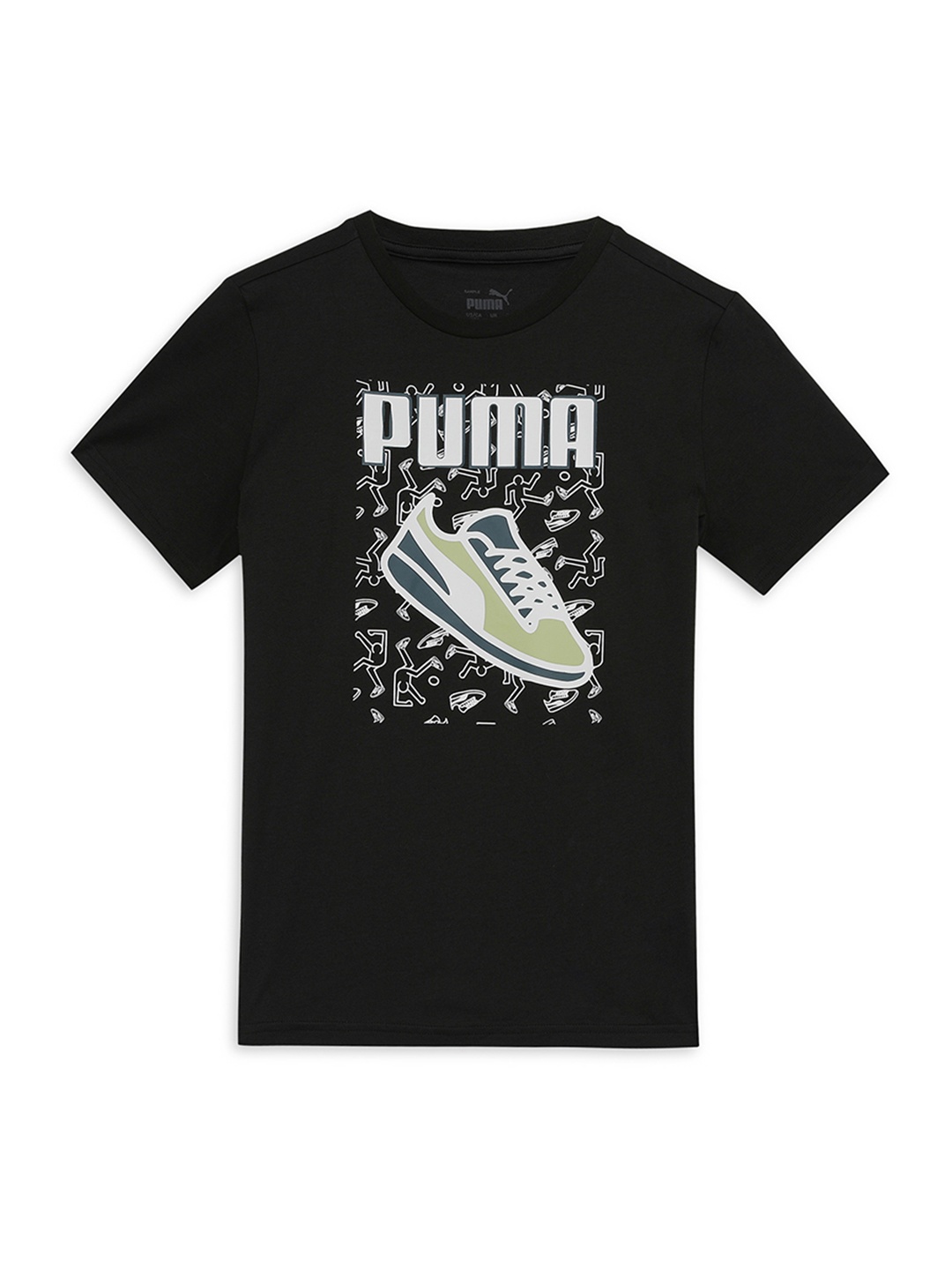 

Puma Boys LOGO LAB Brand Logo Printed Pure Cotton T-shirt, Black