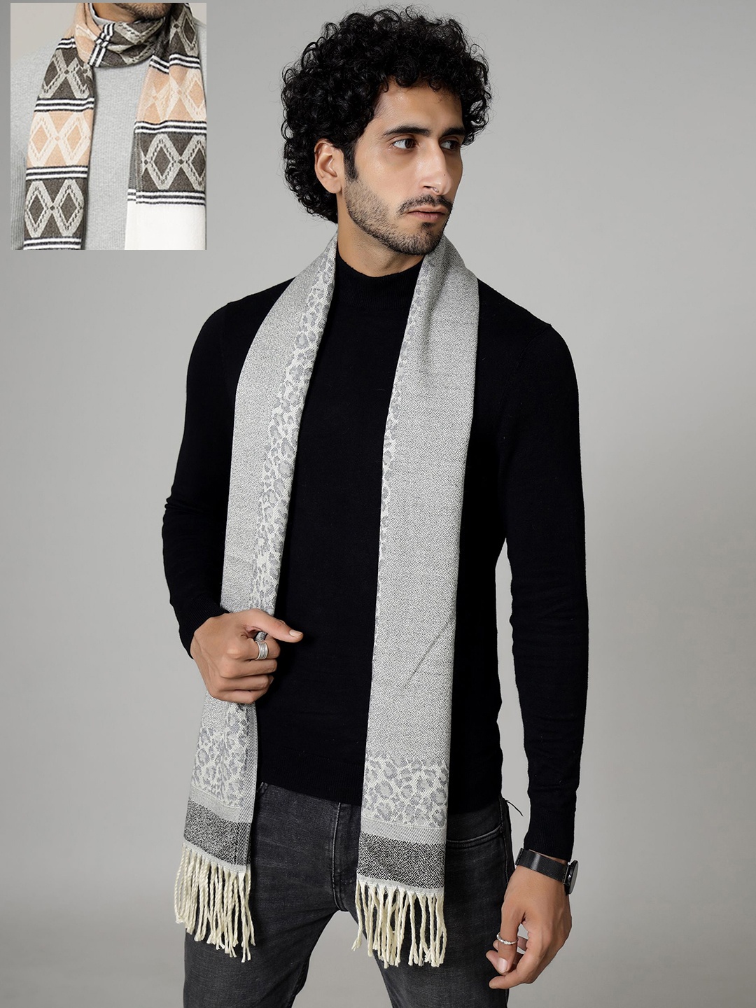 

HANDICRAFT PALACE Men Merino Wool Mufflers, Grey