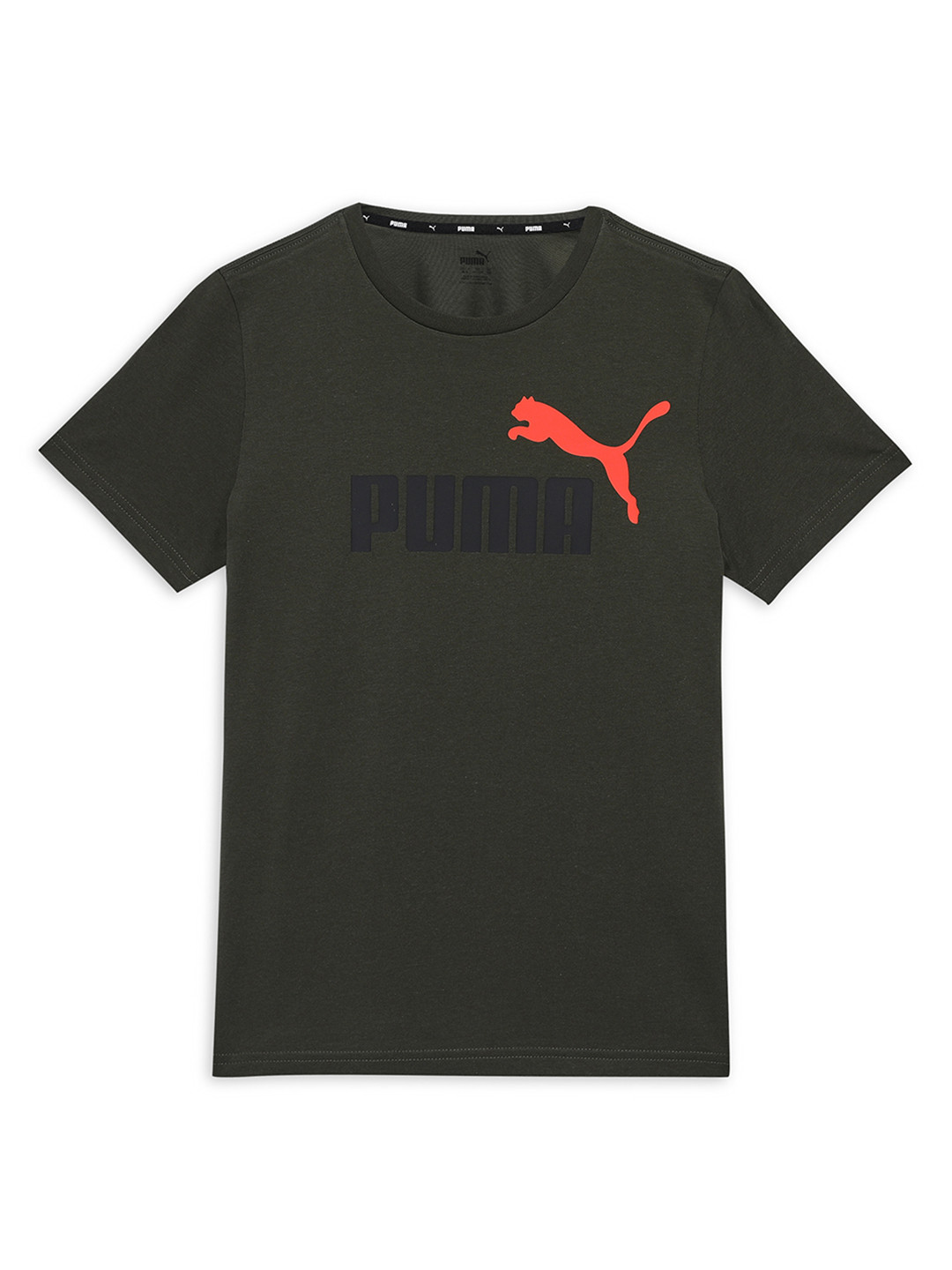 

Puma Kids Boys Printed Pure Cotton T-Shirt, Olive