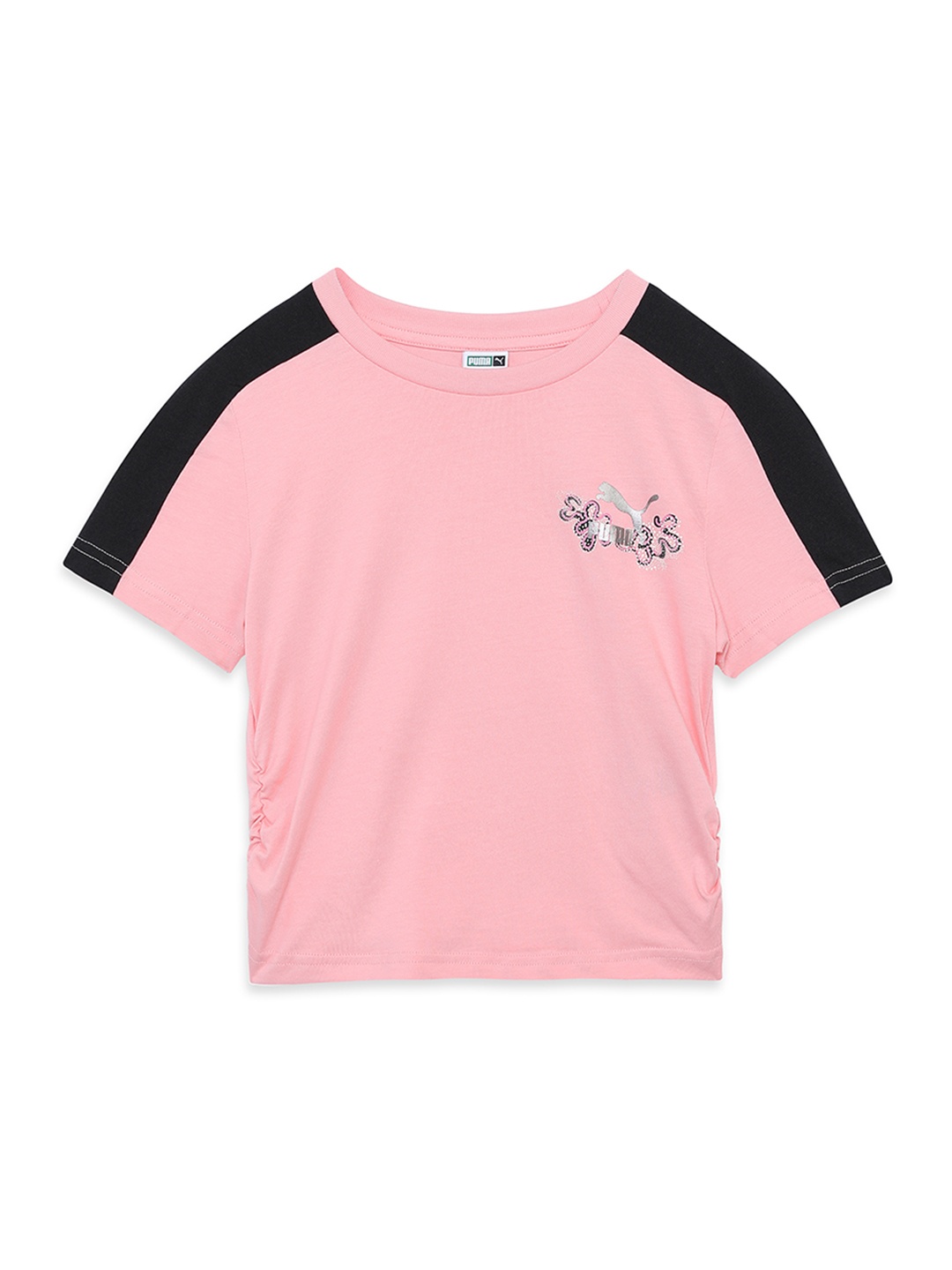 

Puma Kids Girls Printed Pure Cotton T-Shirt, Peach
