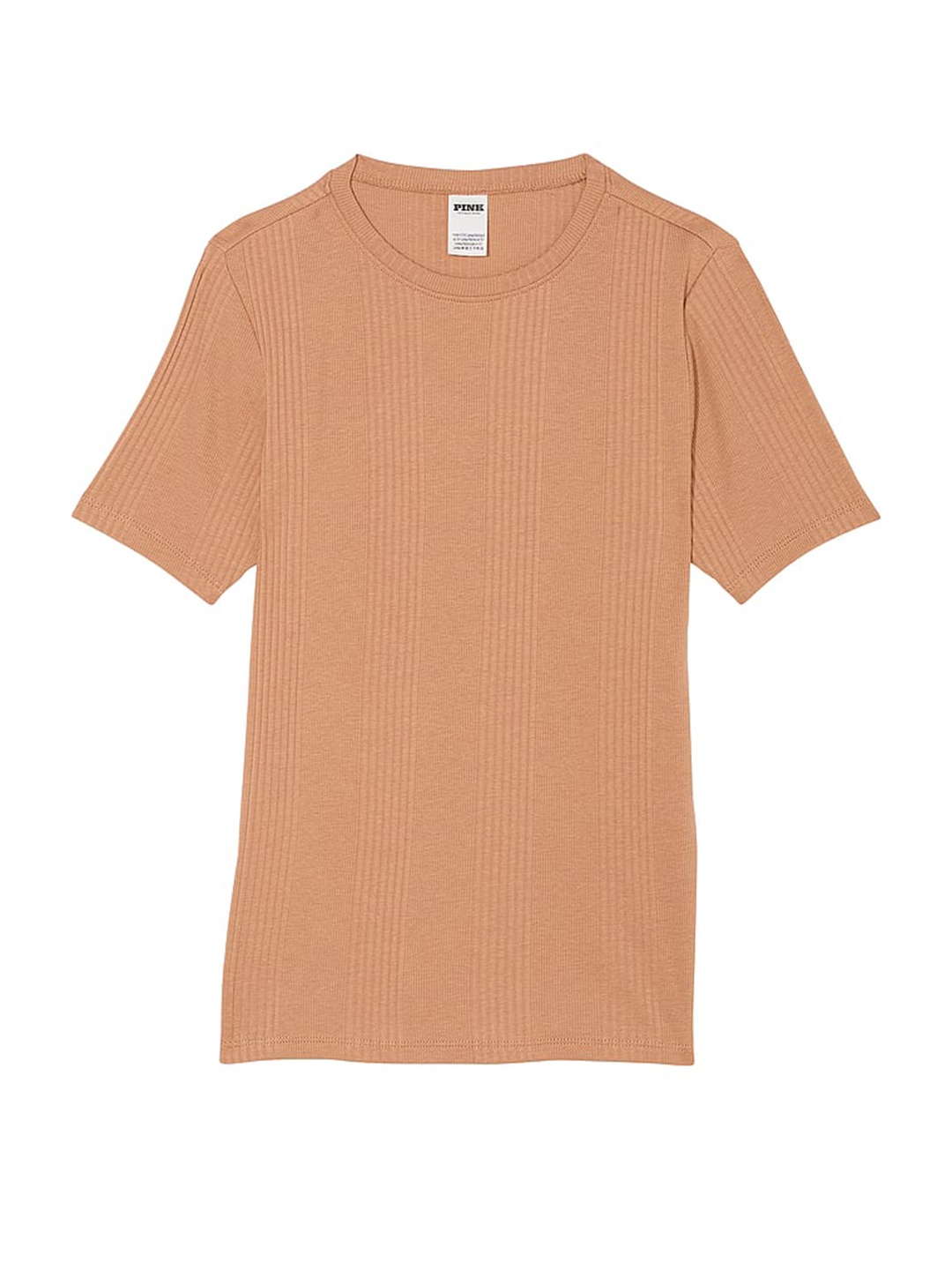 

Victoria's Secret Women Vertical Striped Round Neck Cotton T-shirt, Brown