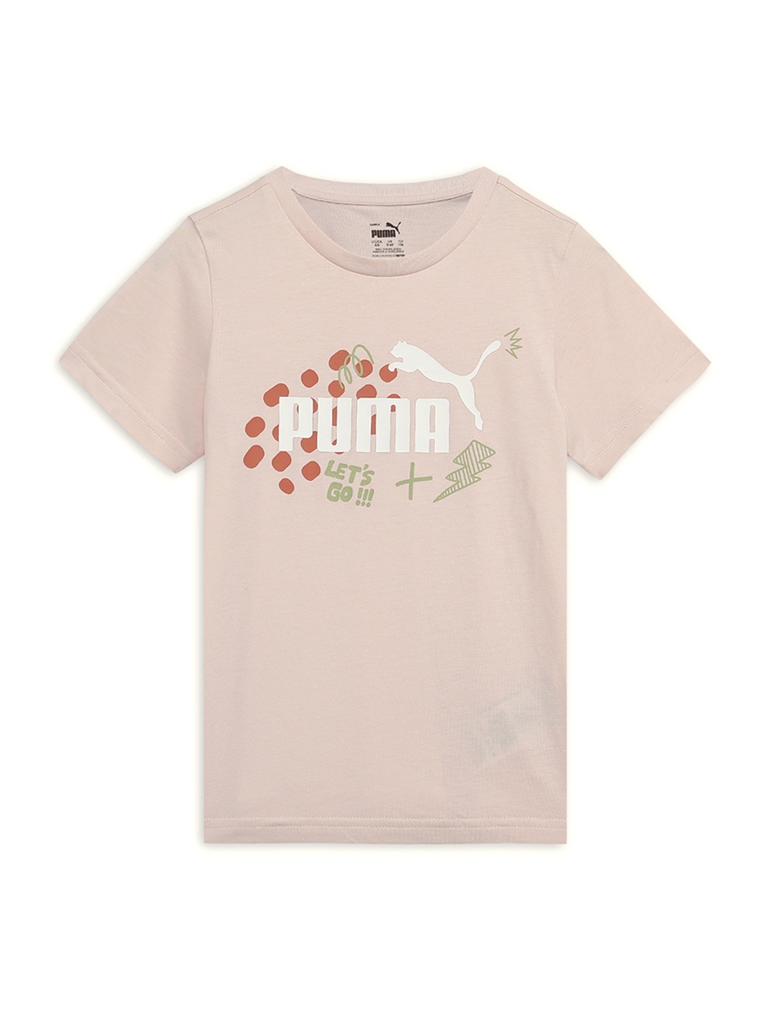 

Puma Kids Brand Logo Printed Pure Cotton T-shirt, Pink