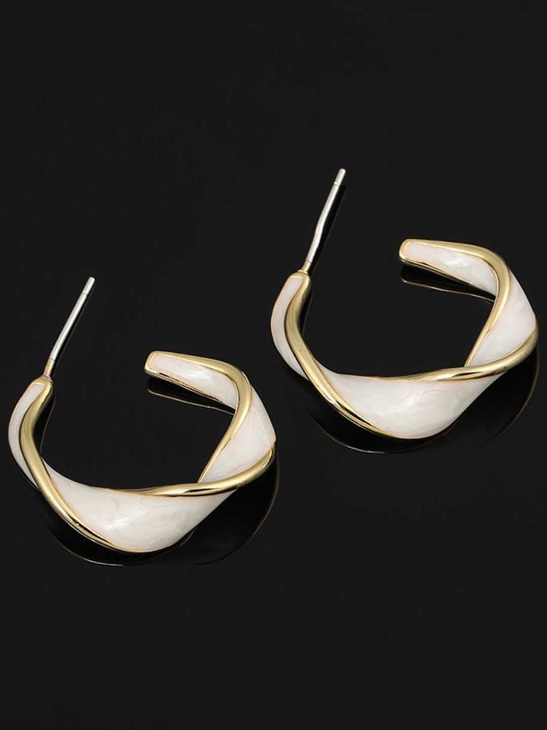 

Celestique Contemporary Hoop Earrings, White