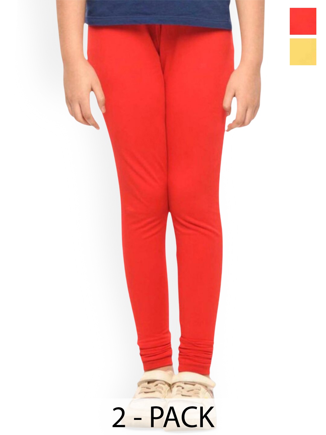 

Tik Tok WEARS Girls Pack Of 2 Churidar Length Leggings, Red