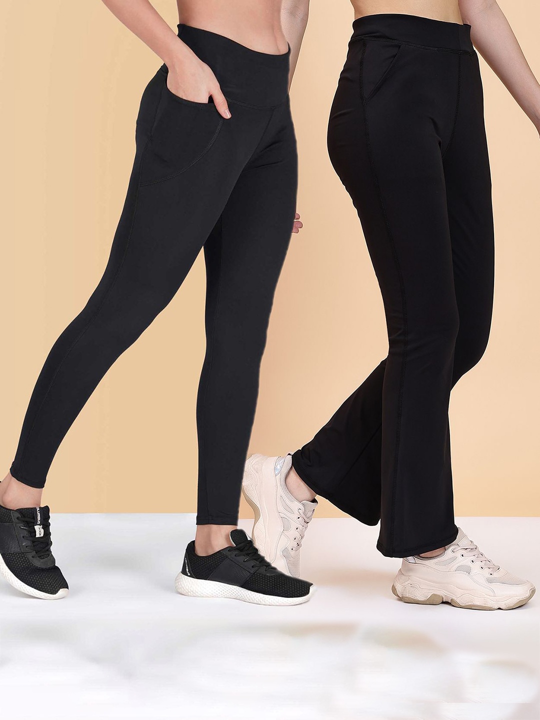 

KRONMENINEN Pack Of 2 Skinny Fit Ankle-Length Yoga Black Tights