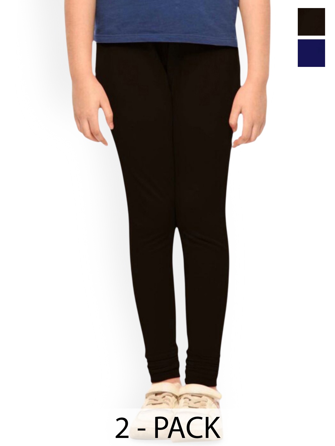 

Tik Tok WEARS Pack Of 2 Mid-Rise Churidar Length Leggings, Black