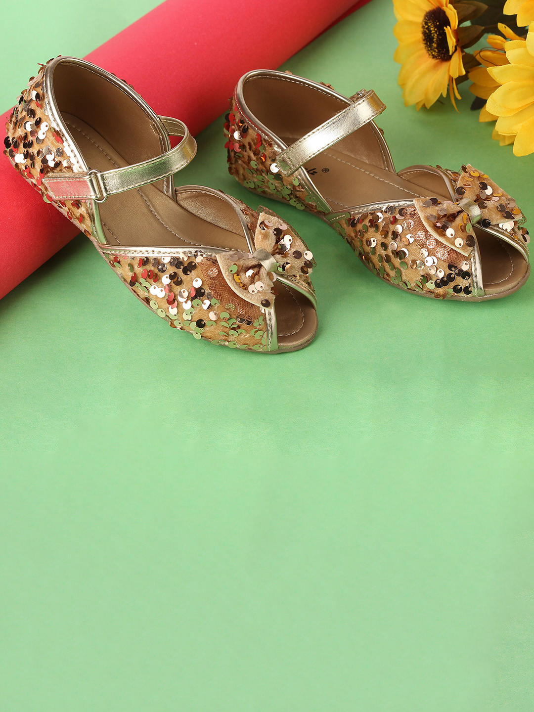 

BOYZ N GALZ Girls Embellished Party Ballerinas Flats, Gold