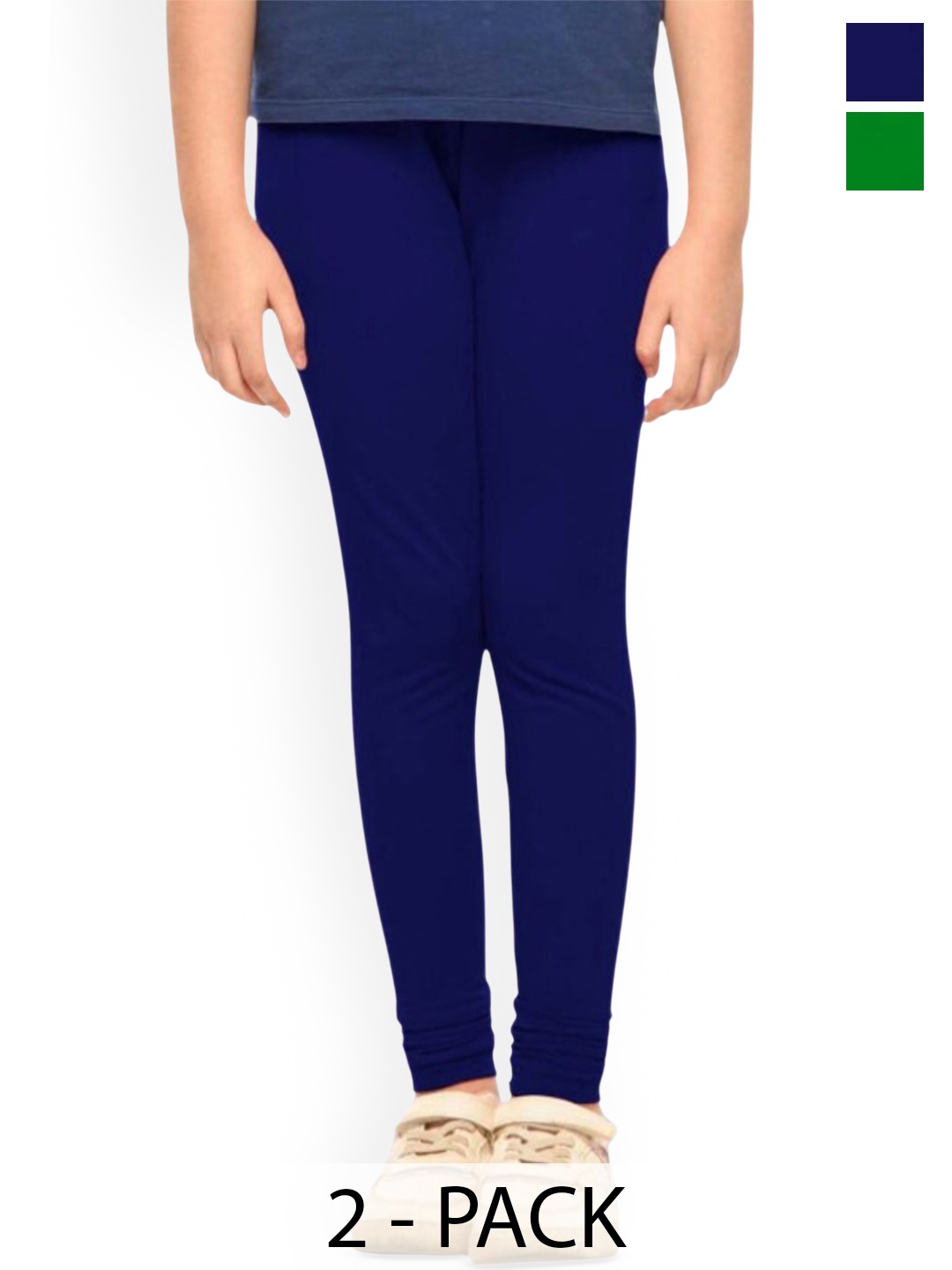 

Tik Tok WEARS Pack Of 2 Mid-Rise Churidar Length Leggings, Blue