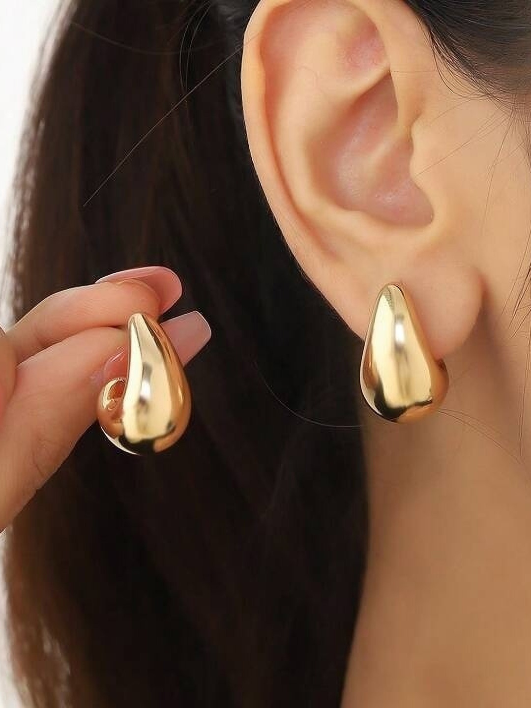 

Celestique Teardrop Shaped Stainless Steel Drop Earrings, Gold