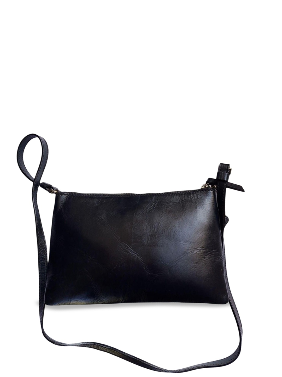 

PERKED Women Solid Crossbody Leather Sling Bag, Black