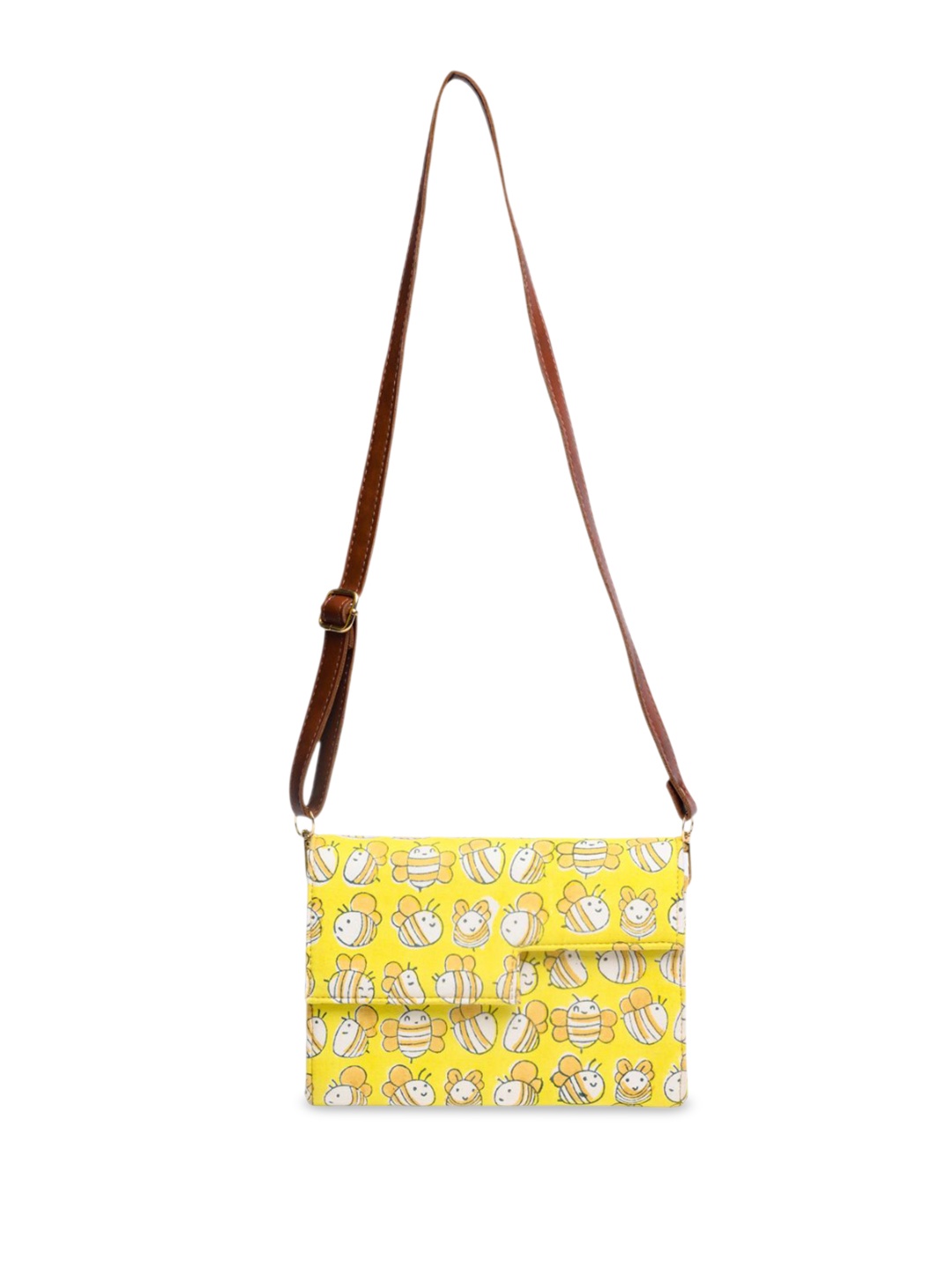 

Block N Style Women Graphic Printed Crossbody Cotton Sling Bag, Yellow