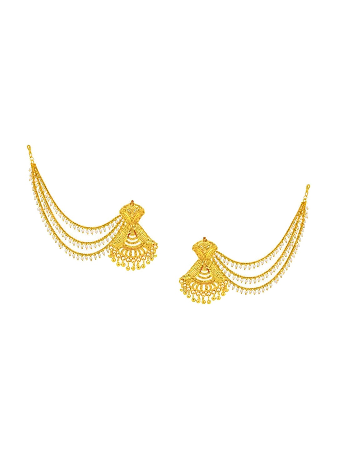 

PINAAKA DARINI Gold-Plated Contemporary Drop Earrings With Ear Chain
