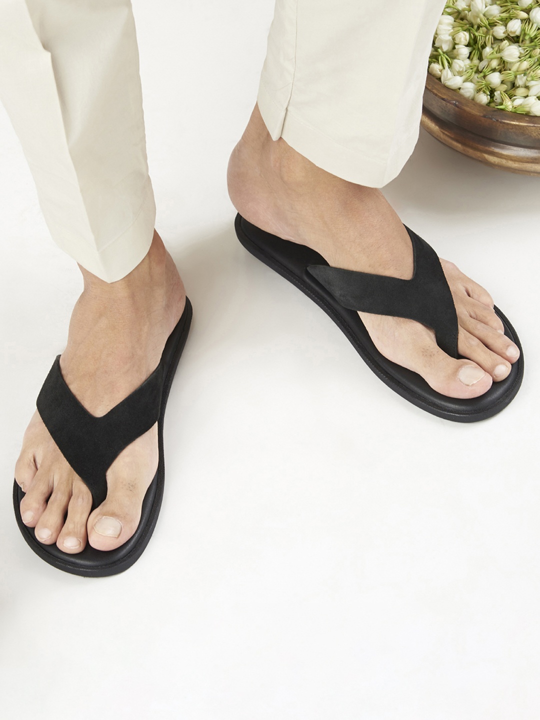 

SKO Men T-Strap Flats, Black