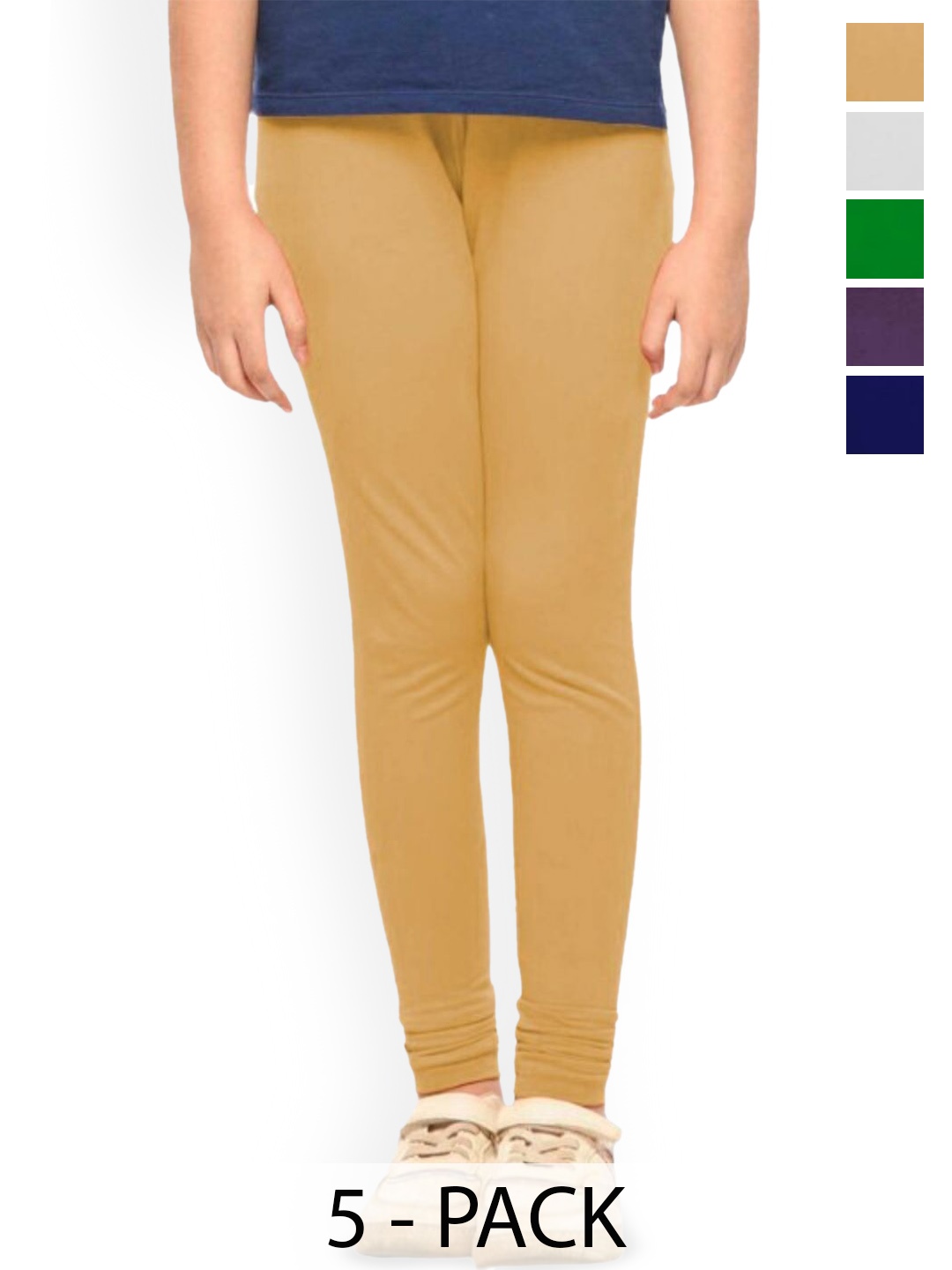 

Tik Tok WEARS Girls Pack Of 5 Churidar Length Leggings, Blue