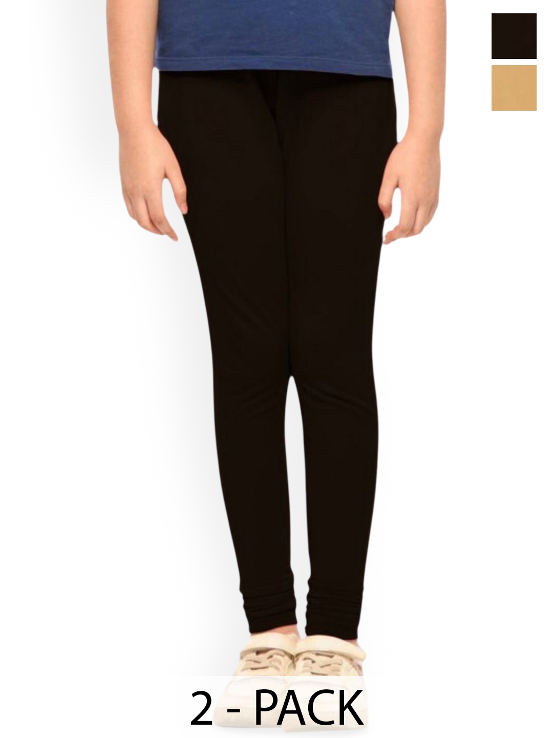 

Tik Tok WEARS Pack Of 2 Mid-Rise Churidar-Length Leggings, Black