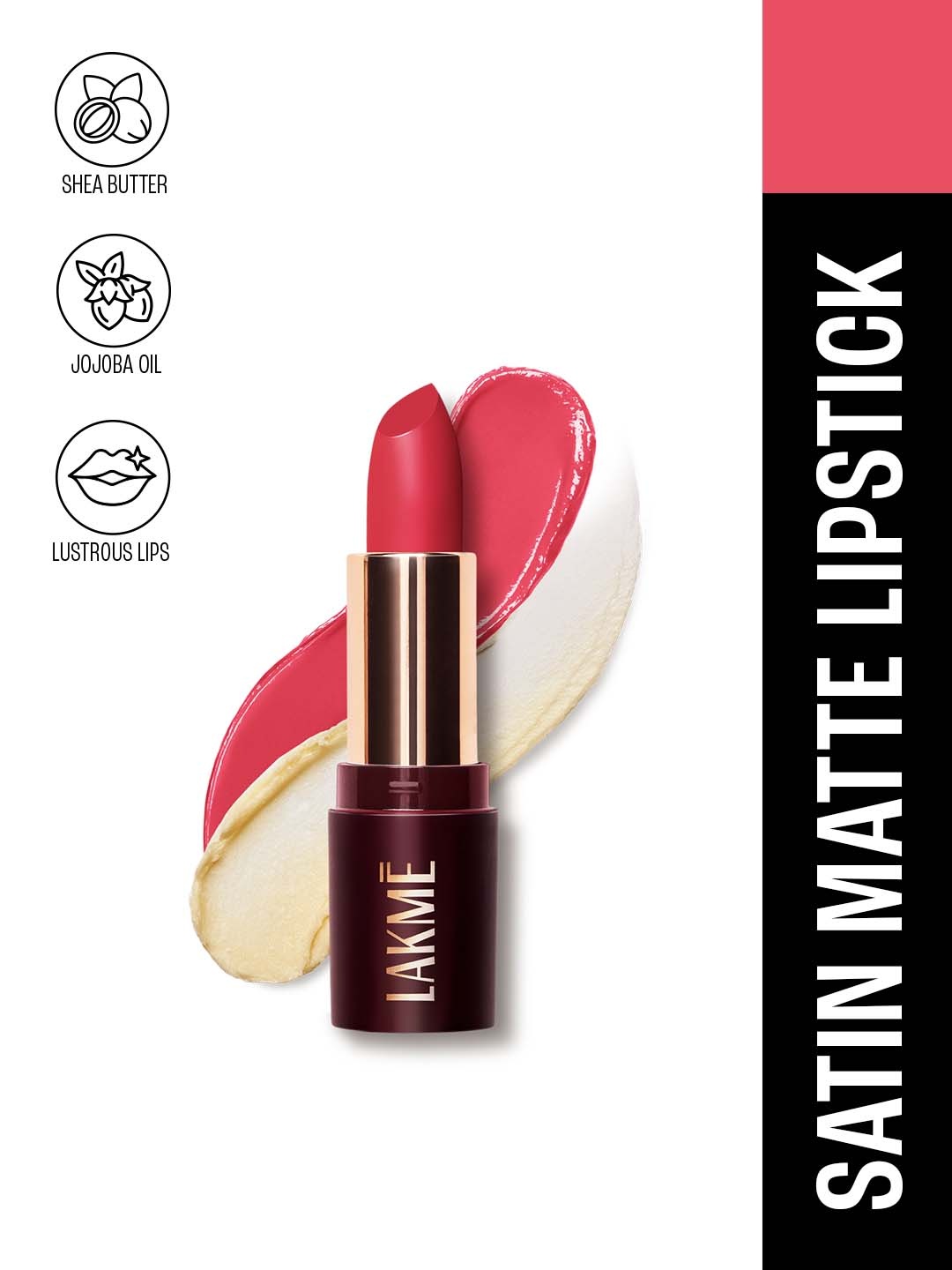 

Lakme Ultimate Glam Satin Matte Lipstick with Jojoba Oil & Shea Butter - Pink Pop