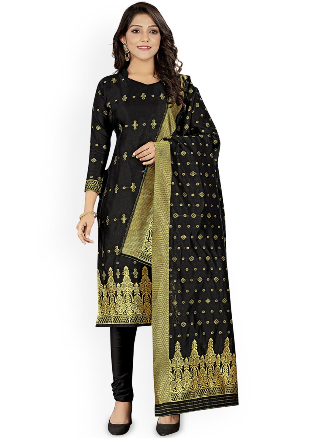 

Maroosh Ethnic Motifs Woven Design Unstitched Dress Material, Black