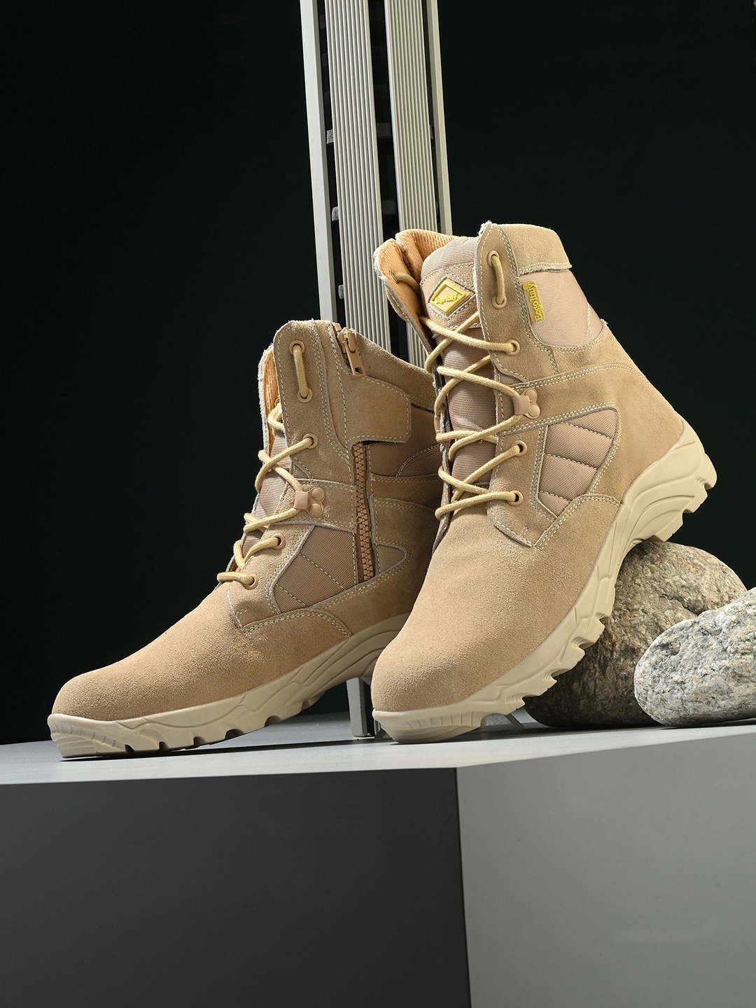 

Eego Italy Men Leather Hiking Boots, Beige