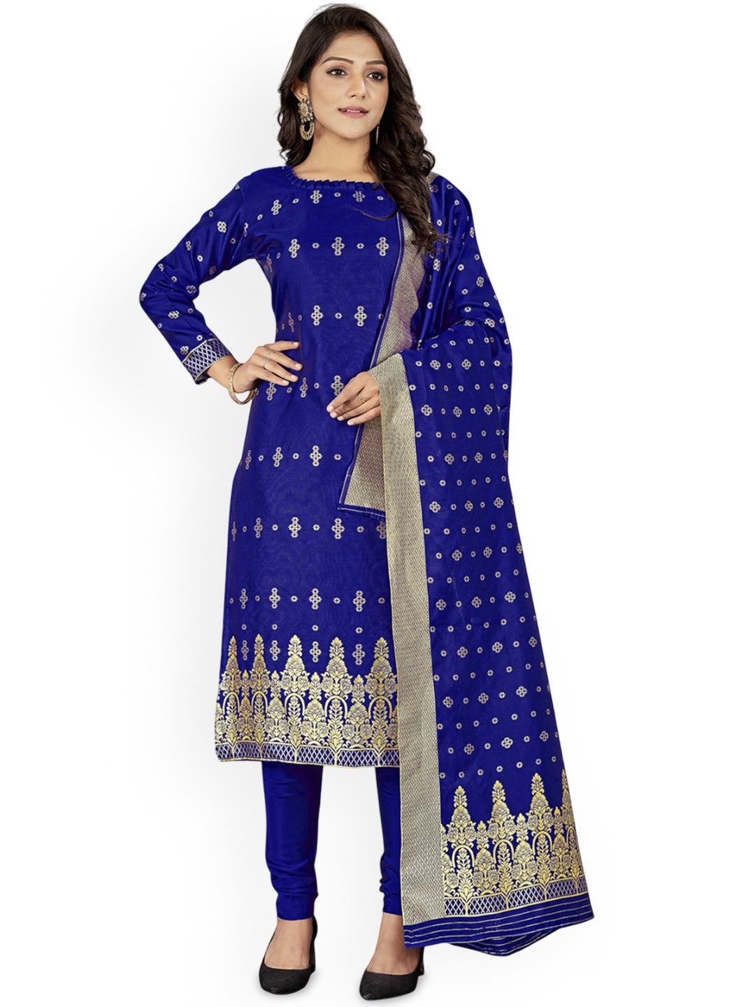 

Maroosh Ethnic Motifs Woven Design Unstitched Dress Material, Blue