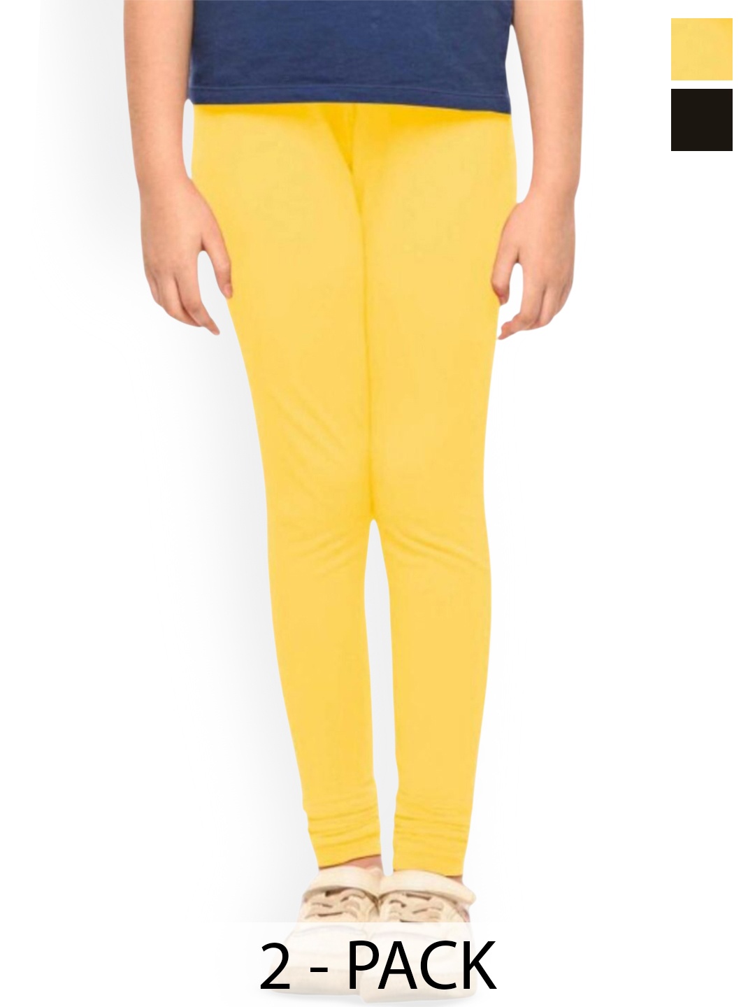 

Tik Tok WEARS Pack Of 2 Mid-Rise Churidar-Length Leggings, Black