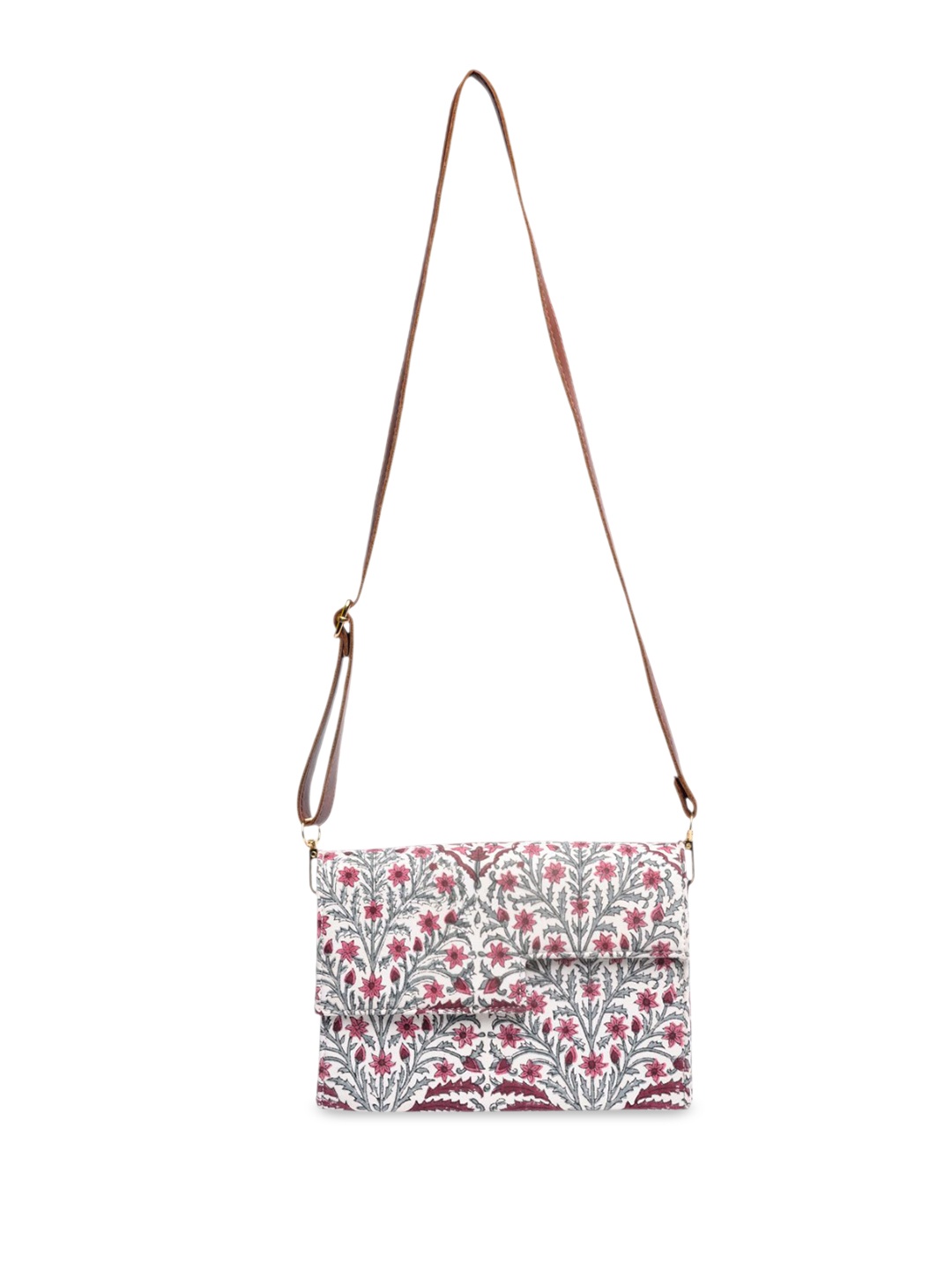 

Block N Style Women Floral Printed Crossbody Cotton Sling Bag, White