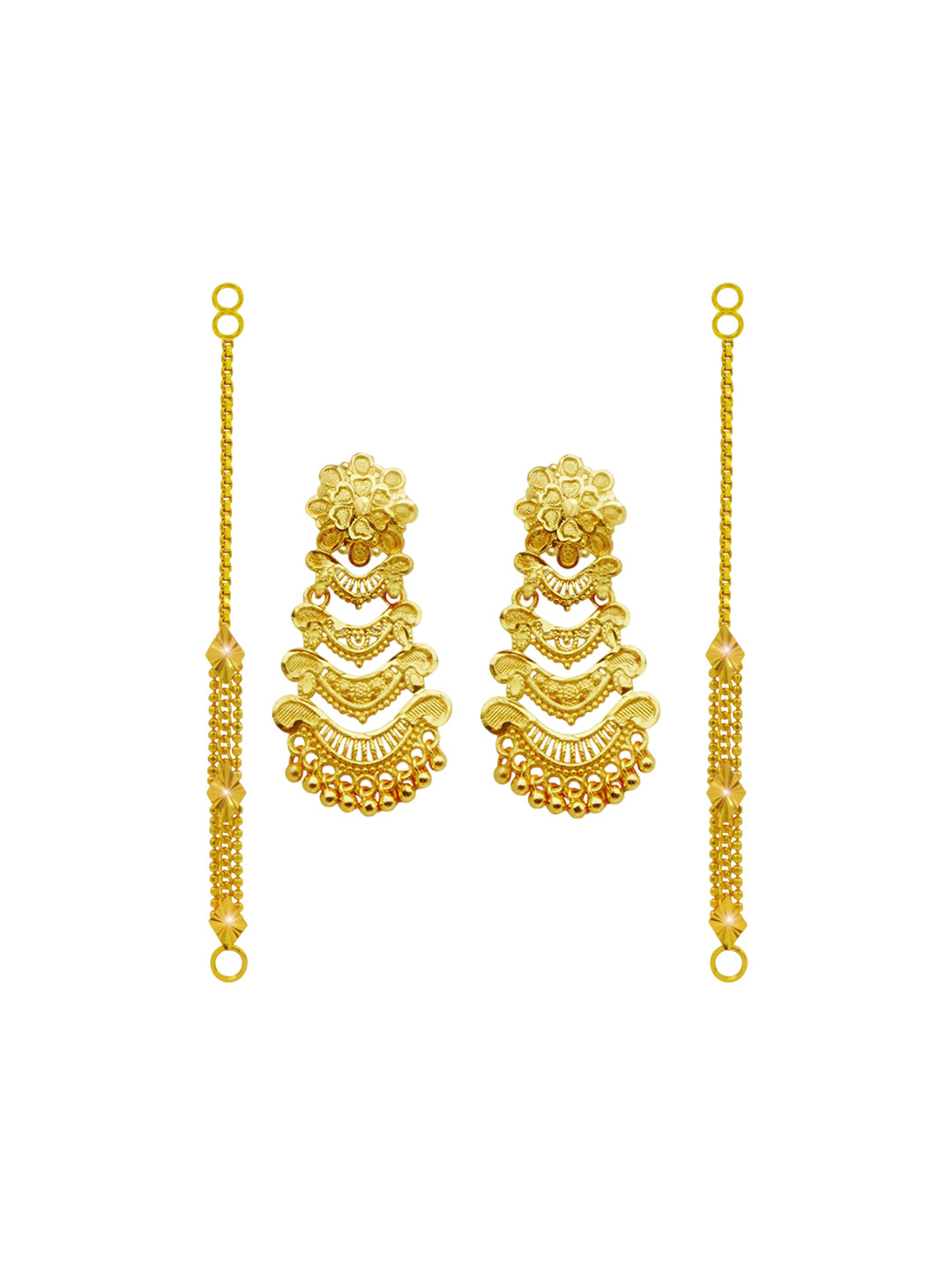 

PINAAKA DARINI 1 Gram Gold-Plated Contemporary Drop Earrings