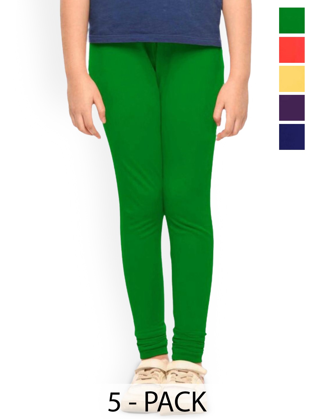 

Tik Tok WEARS Girls Pack Of 5 Churidar Length Leggings, Red
