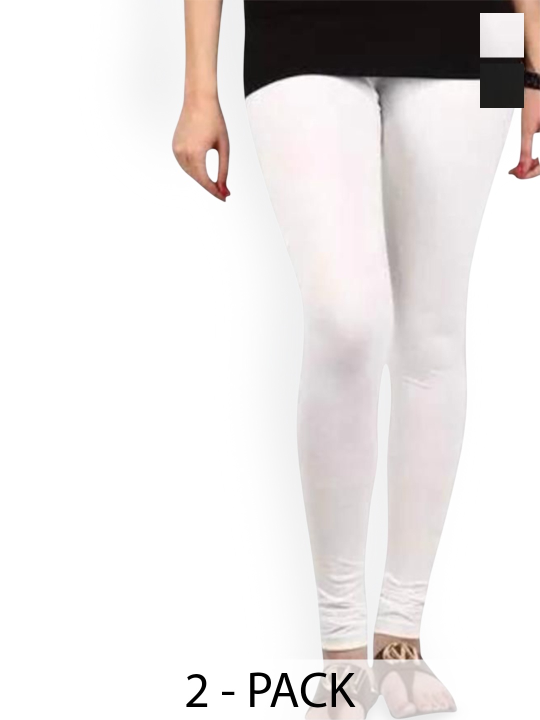 

PR PINK ROYAL Pack Of 2 Churidar-Length Leggings, Black