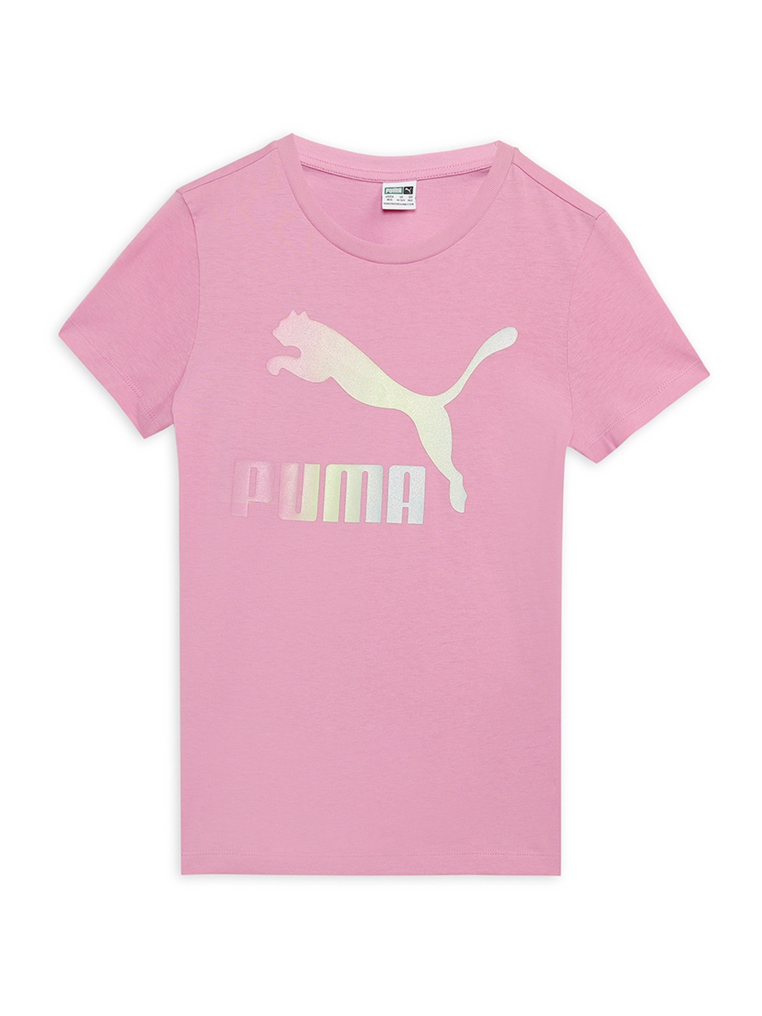 

Puma Girls CLASSICS Shiny Brand Logo Pure Cotton T-shirt, Pink