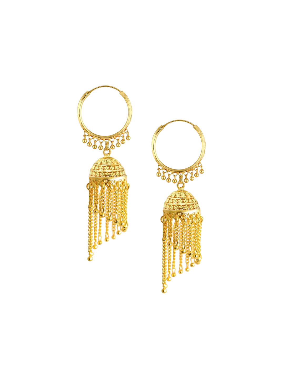 

PINAAKA DARINI 1Gram Gold-Plated Circular Beaded Drop Earrings