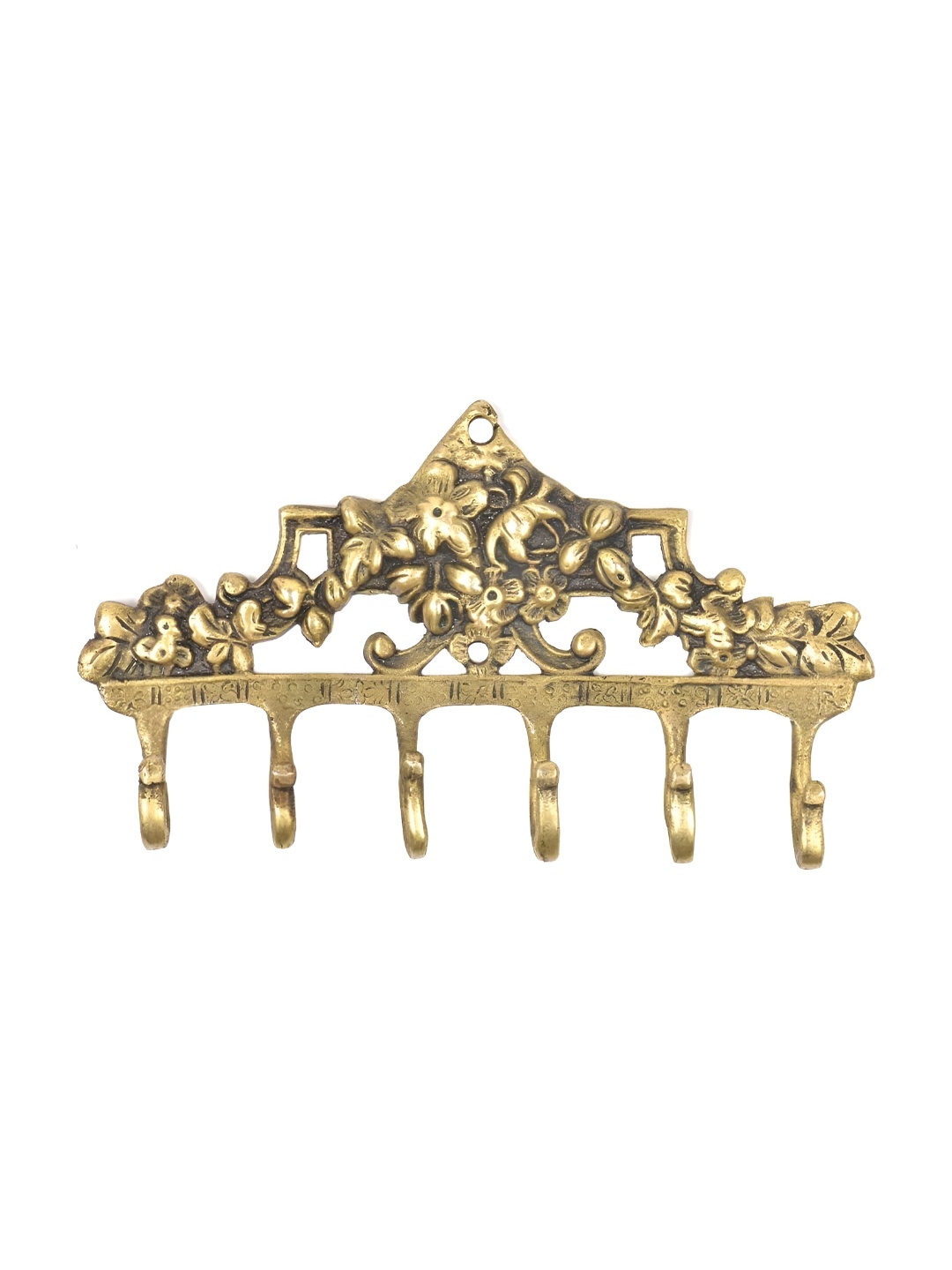 

IndianShelf Gold Toned Brass Floral Door Hangers Key Holders