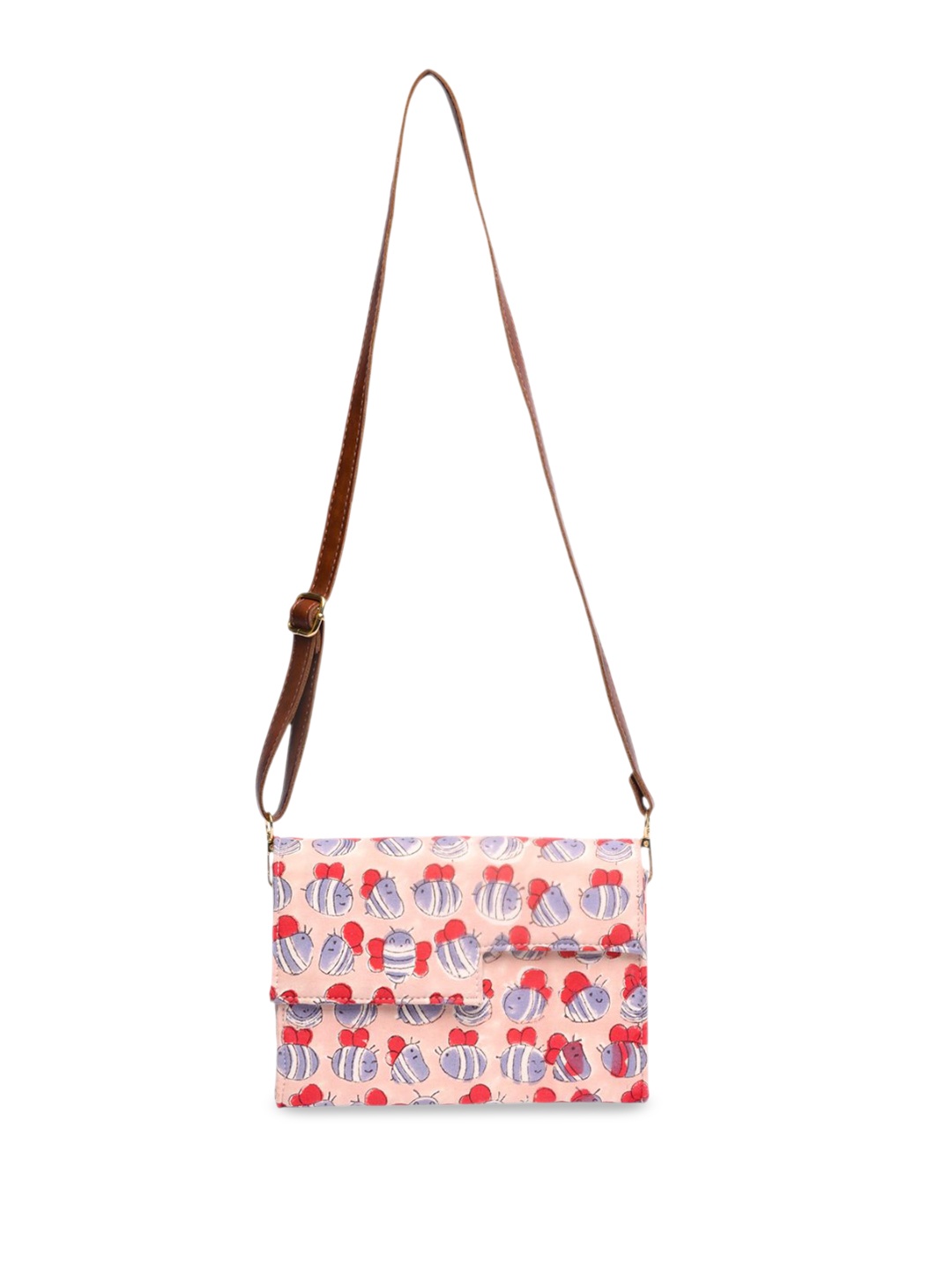 

Block N Style Women Graphic Printed Crossbody Cotton Sling Bag, Pink