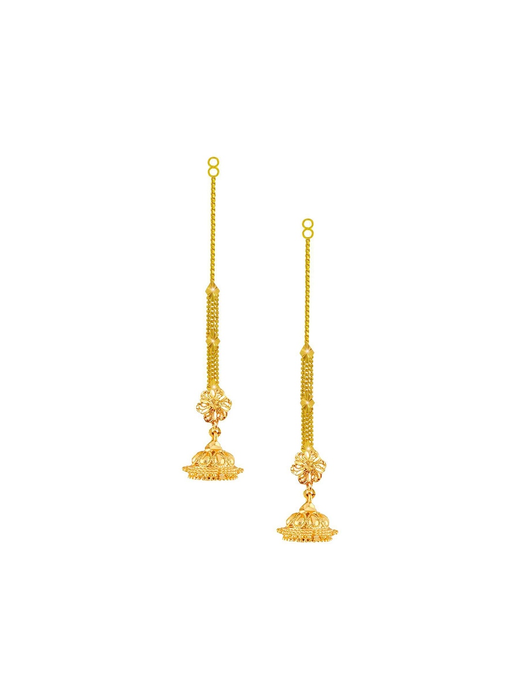 

PINAAKA DARINI 1 Gram Gold-Plated Contemporary Jhumkas With Ear Chain