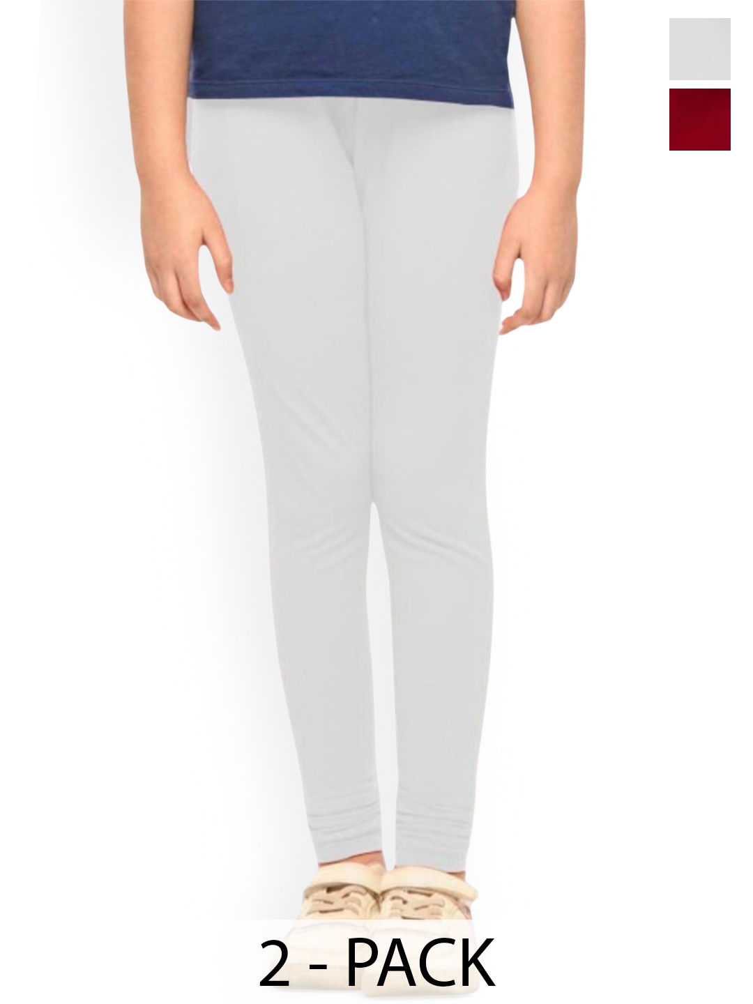 

Tik Tok WEARS Girls Pack Of 2 Churidar Length Leggings, White