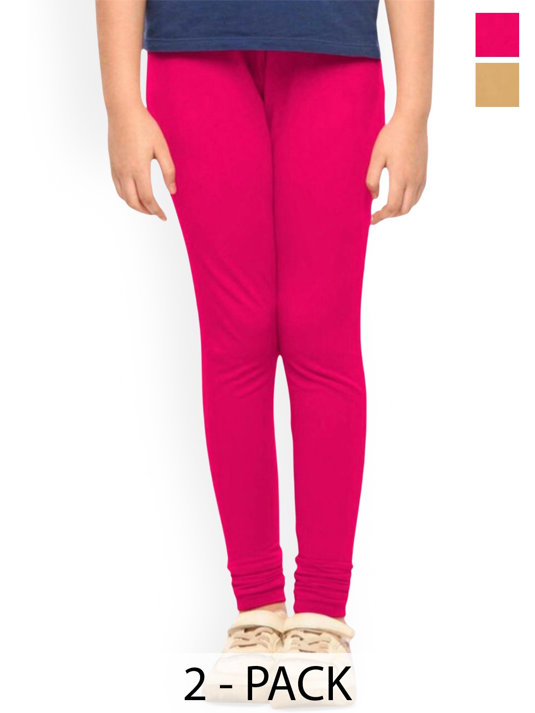 

Tik Tok WEARS Girls Pack Of 2 Mid-Rise Churidar Length Leggings, Pink