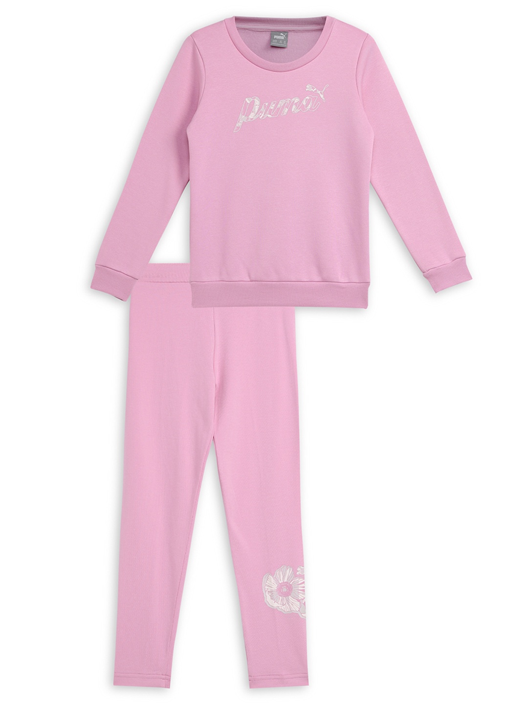 

Puma Kids Girls Printed Sweatshirt With Leggings, Pink
