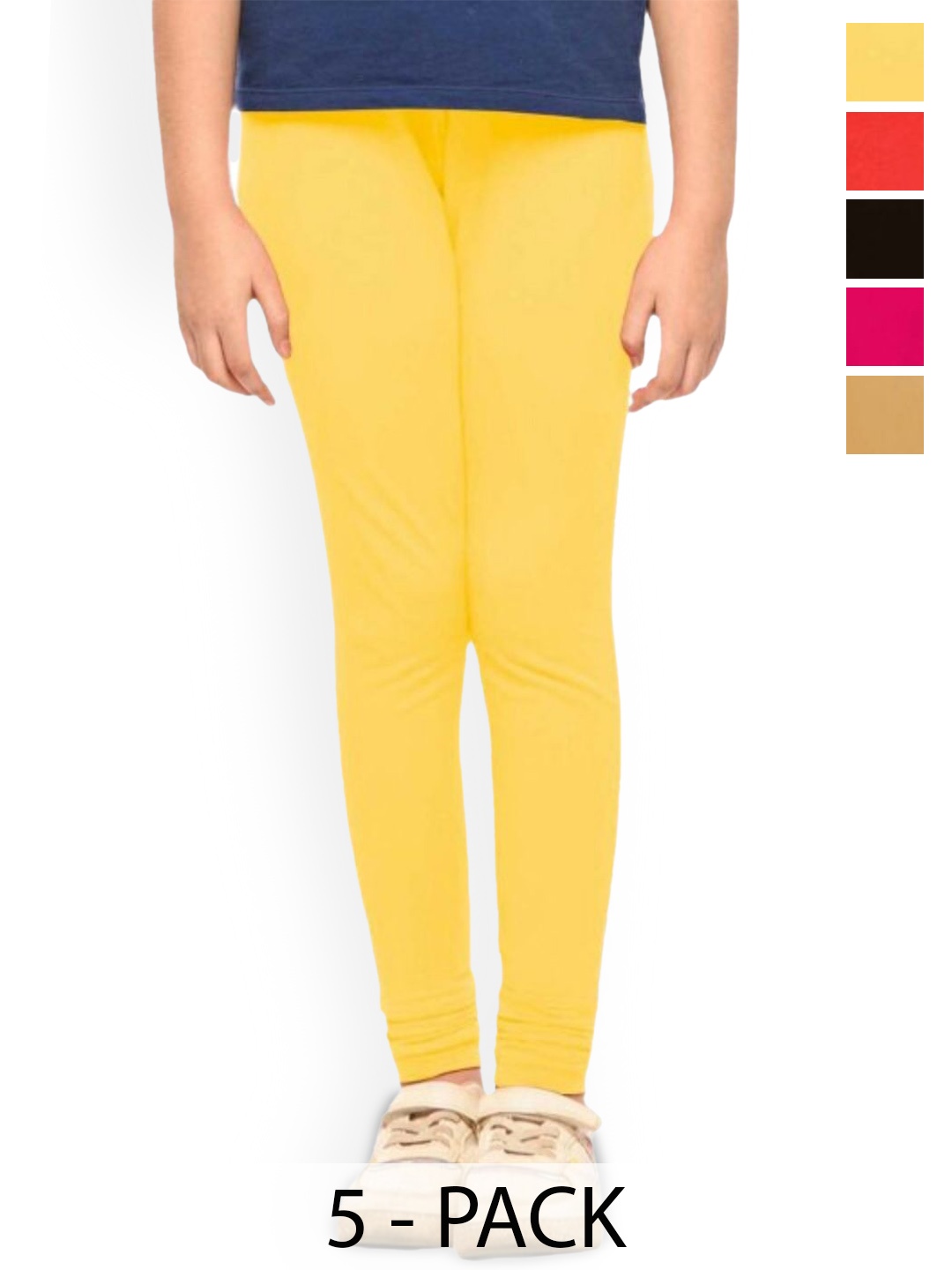 

Tik Tok WEARS Girls Pack Of 5 Churidar Length Leggings, Pink