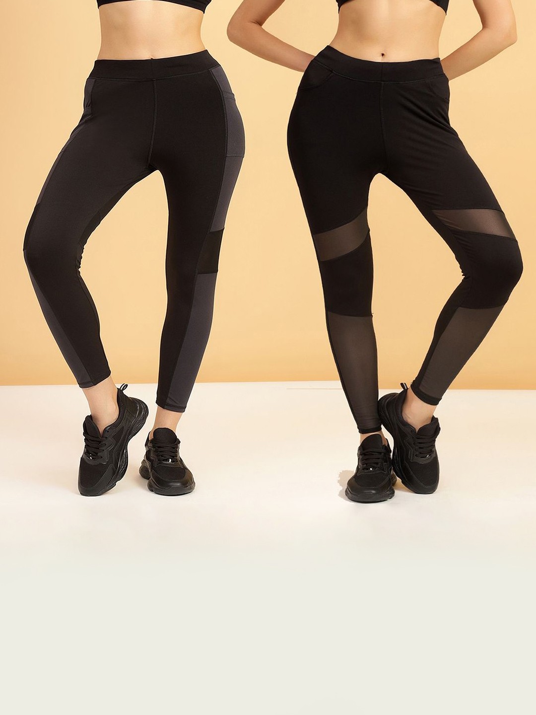 

KRONMENINEN Pack Of 2 Skinny Fit Ankle-Length Yoga Black Tights