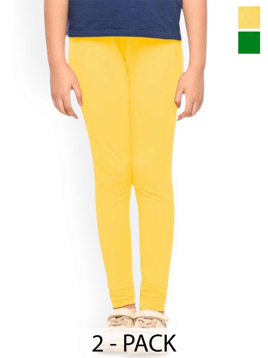 

Tik Tok WEARS Pack Of 2 Mid-Rise Churidar-Length Leggings, Yellow